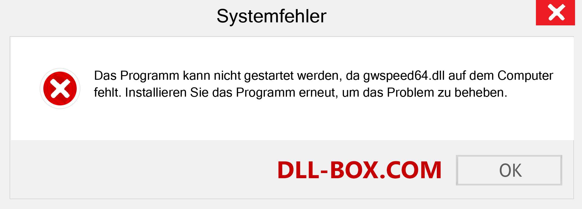 gwspeed64.dll-Datei fehlt?. Download für Windows 7, 8, 10 - Fix gwspeed64 dll Missing Error unter Windows, Fotos, Bildern